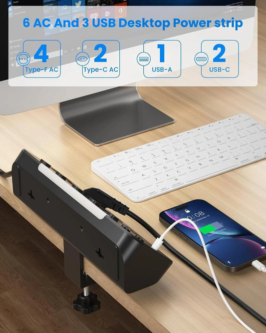 Regleta De Escritorio Con Abrazadera Y USB C - GadgetEUW