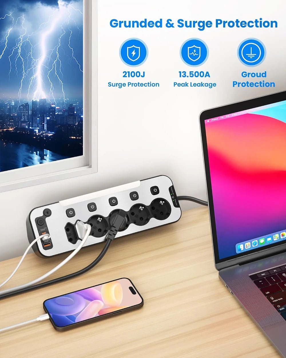 Regleta De Escritorio Con Abrazadera Y USB C - GadgetEUW